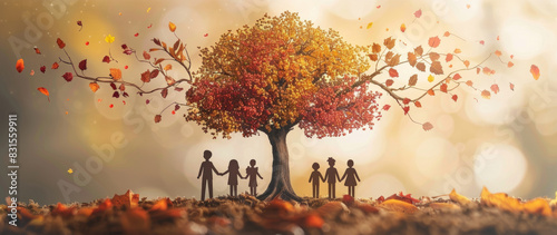 cultural heritage art, an artwork showing a family tree with symbolic branches to celebrate international day of families photo