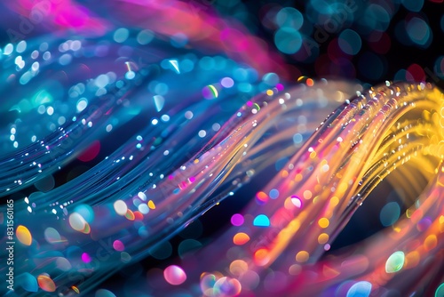 A colorful network of fiber optic cables snaking through the ground, carrying vast amounts of data. photo
