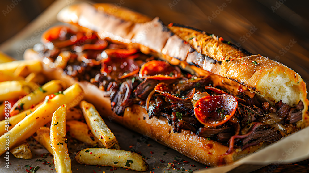 Sandwich italien avec frites Sandwich italien avec frites
