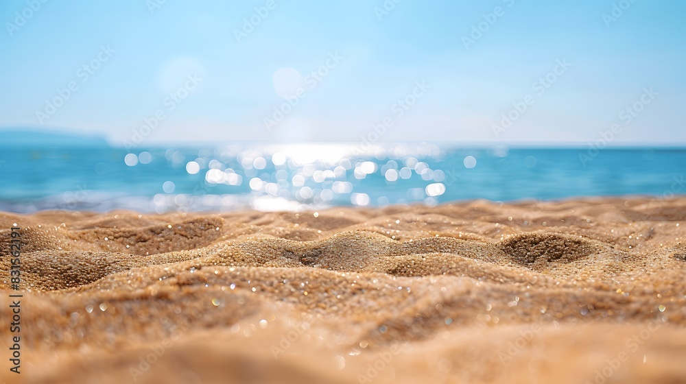 Close up sand with blurred sea sky background, summer day, copy space or for product. Summer background concept. Close up sand with blurred sea sky background, summer day, copy space or for product. Summer background concept.