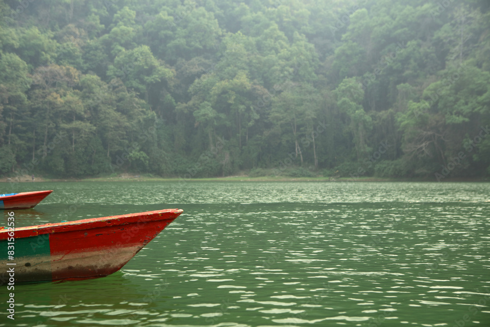 Landscape of Phewa Lake near Pokhara in Nepal Landscape of Phewa Lake near Pokhara in Nepal