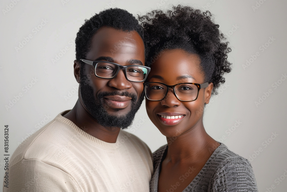 Smiling Couple in Cozy Sweaters Posing Indoors on a Calm Afternoon Smiling Couple in Cozy Sweaters Posing Indoors on a Calm Afternoon