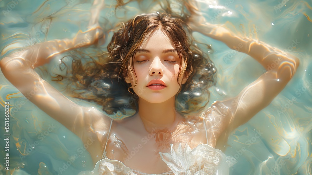 Serene Woman Floating in Tranquil Water