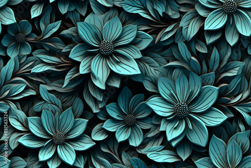 3D floral seamless pattern with harmonious colors, ready for full-print pattern design