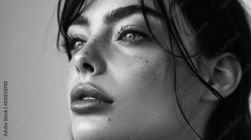 Fototapeta premium Elegant gaze directed elsewhere against a white backdrop