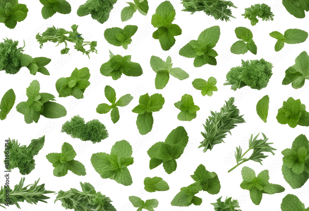 Set of healthy herbs elements Fresh mint isolated on transparent background Set of healthy herbs elements Fresh mint isolated on transparent background
