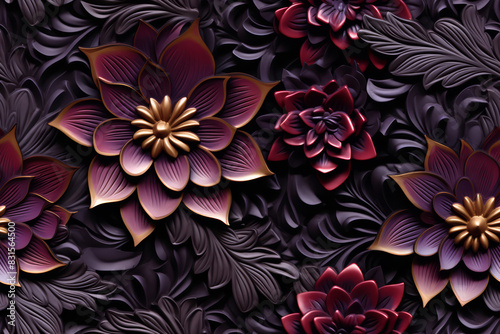 3D floral seamless pattern with harmonious colors, ready for full-print pattern design © hamzahalderad