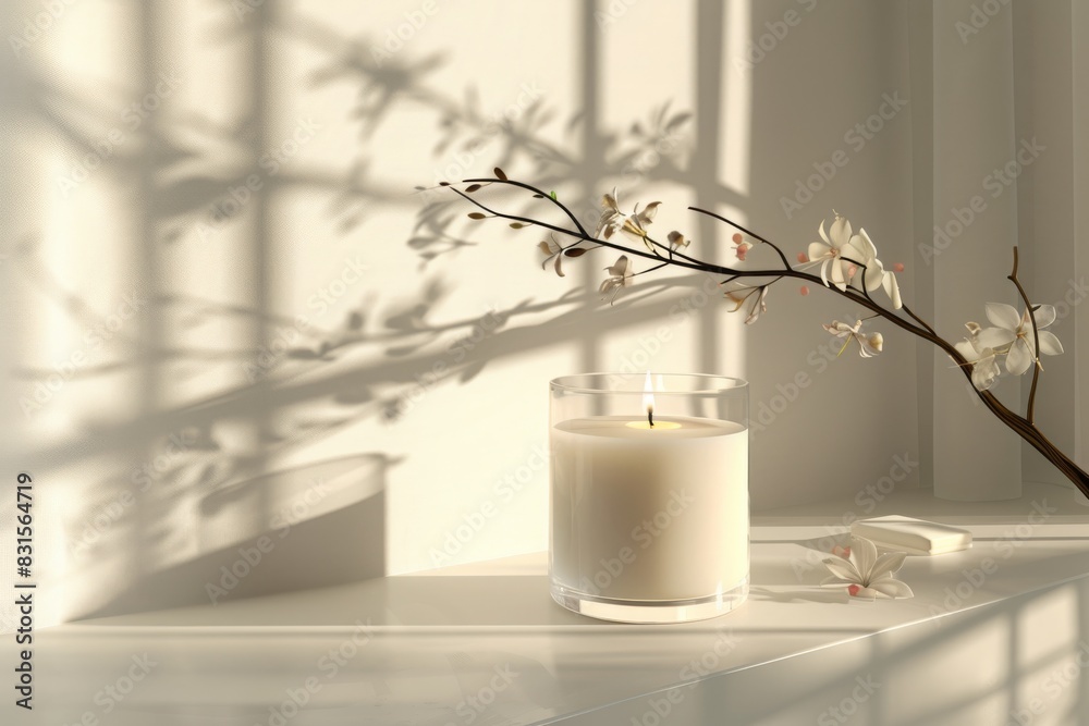 Clear glass candle jar mockup, burning container candle template in bright light room interior with home decor, styled mockup Generative AI Clear glass candle jar mockup, burning container candle template in bright light room interior with home decor, styled mockup Generative AI