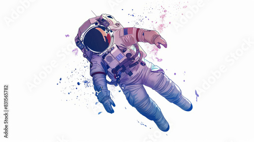 Whimsical Astronaut Drawing for Kids, White Background