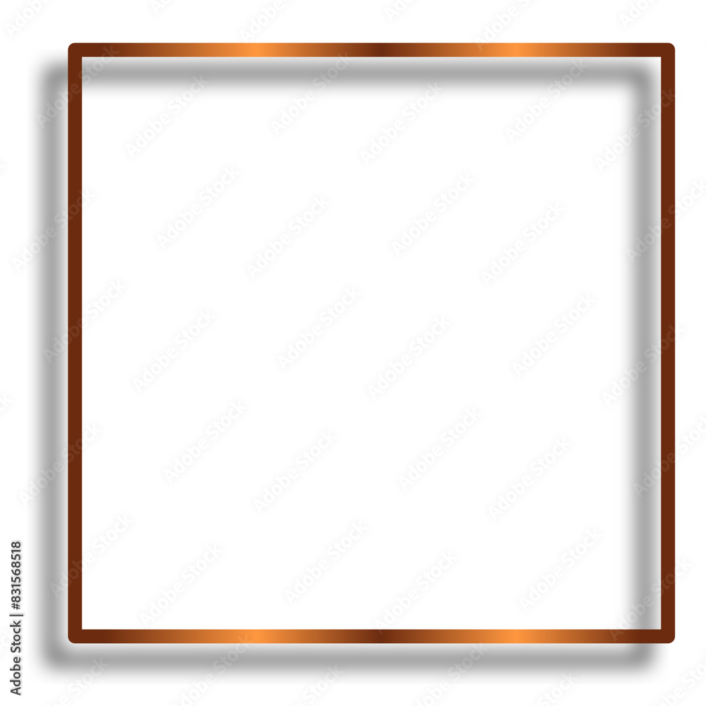 Brown shiny thin square frame isolated on transparent background with shadow Brown shiny thin square frame isolated on transparent background with shadow