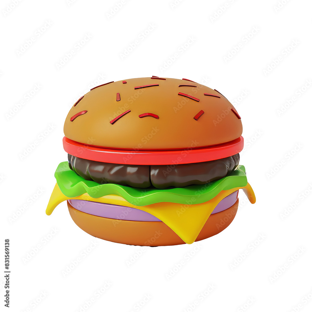 Hamburger 3d realistic render icon. Hamburger 3d realistic render icon.
