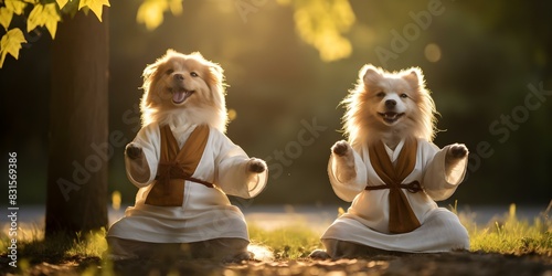 Canine Tai Chi and Qigong: Dogs Practicing Mindful Movements. Concept Mindful Movement, Canine Health, Tai Chi for Dogs, Qigong for Pets, Holistic Pet Care