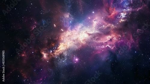 Panoramic Space Scene: Stars, Nebulae, and Galaxies