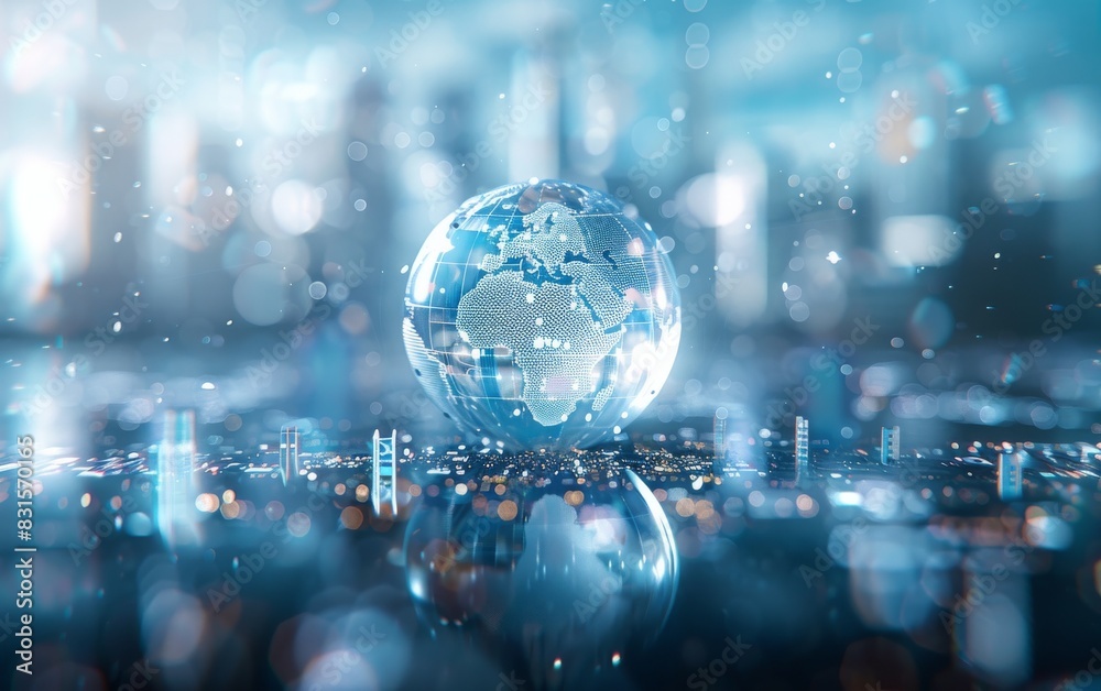 Global Economy Visualized in a Futuristic Cityscape Global Economy Visualized in a Futuristic Cityscape