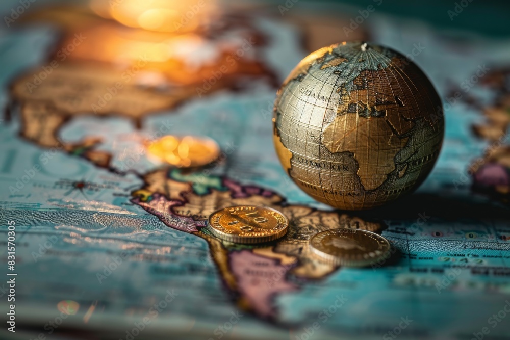Global Finance and Currency Representation with Globe Global Finance and Currency Representation with Globe