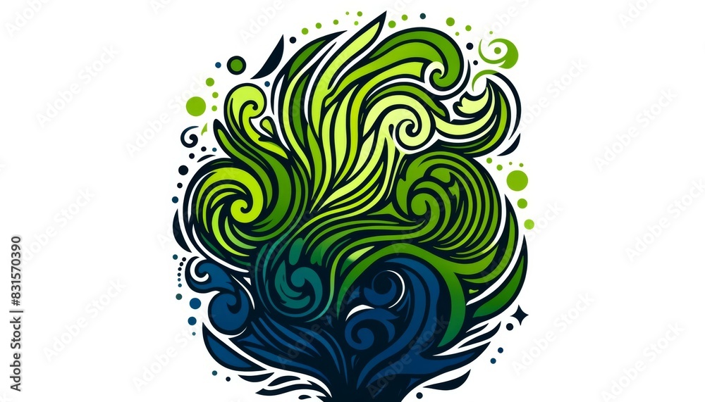 Fototapeta premium Abstract Green and Blue Swirl Design