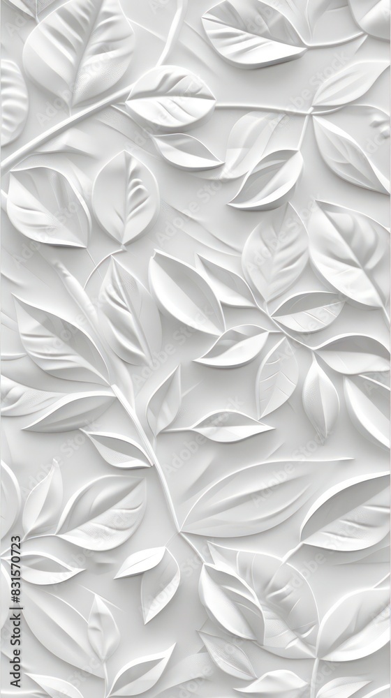 White geometric floral leaves 3d tiles wall texture background illustration banner panorama White geometric floral leaves 3d tiles wall texture background illustration banner panorama