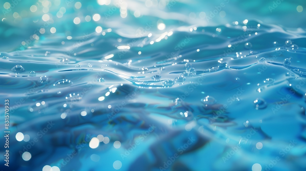 Transparent blue clear water surface texture with ripples, splashes and bubbles. Transparent blue clear water surface texture with ripples, splashes and bubbles.