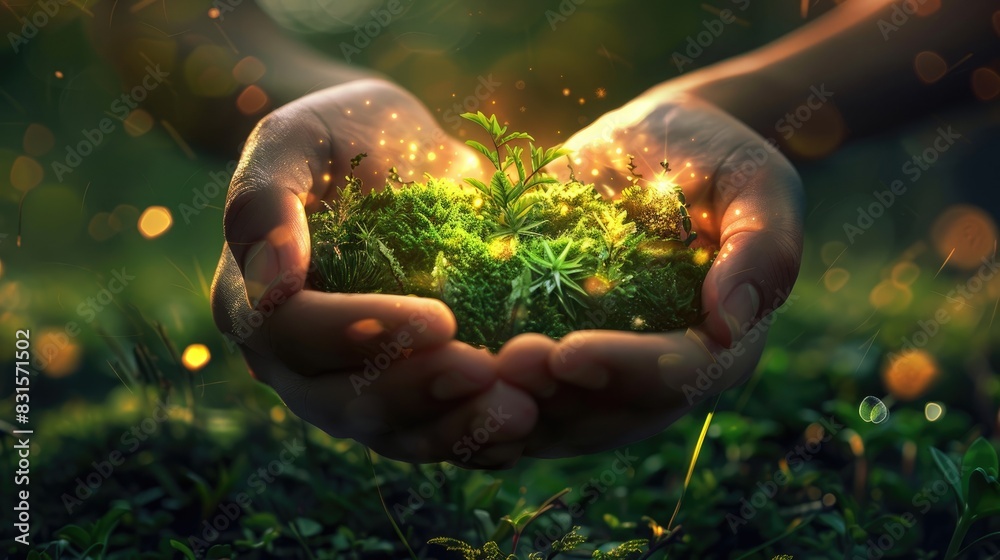 Fototapeta premium New Growth Emerging within Logo s Hands