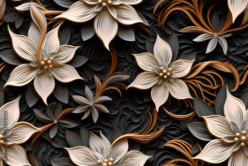 3D floral seamless pattern with harmonious colors  ready for full-print pattern design