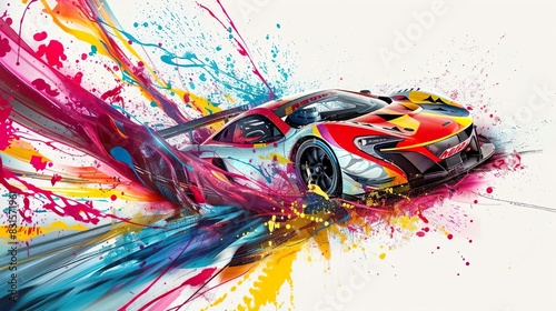 Race sport car street racing elements useful for rally, race poster, placard, print, leaflet design. Hand drawing style. Sketch art.