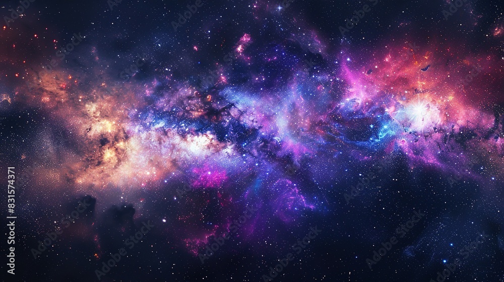 Galaxy and Stars: Panoramic Space Scene Galaxy and Stars: Panoramic Space Scene