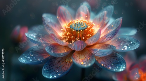 Psychedelic Fractal Geometry Unfurling as a ThousandPetalled Lotus Flower photo