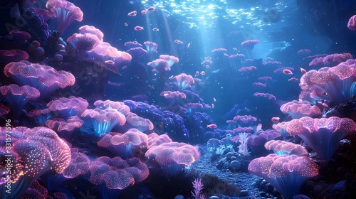 Bioluminescent Reefs of Transcendent Undersea Wonder photo
