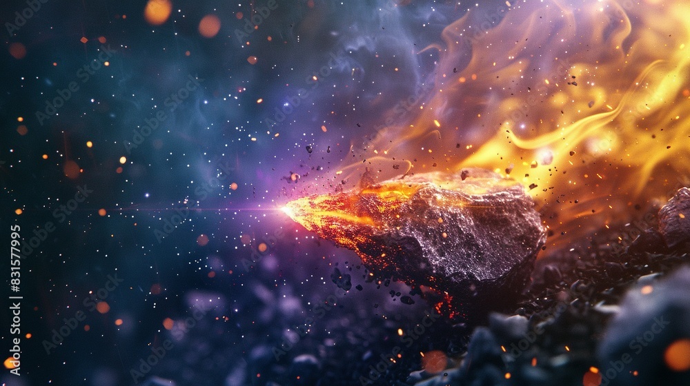 Burning Comet and Laser Beam in Space: Abstract Background Burning Comet and Laser Beam in Space: Abstract Background