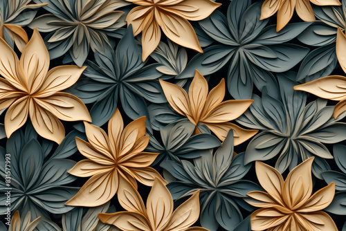 3D floral seamless pattern with harmonious colors  ready for full-print pattern design