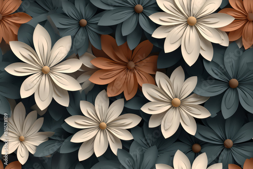 3D floral seamless pattern with harmonious colors  ready for full-print pattern design