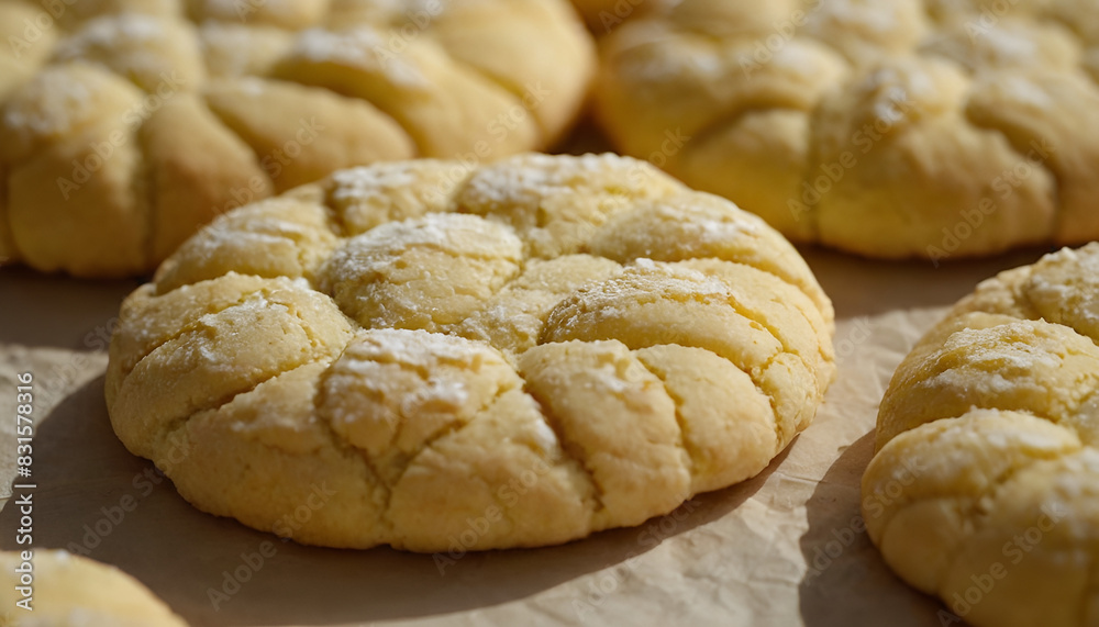 closeup of lemon crinkle cookies closeup of lemon crinkle cookies
