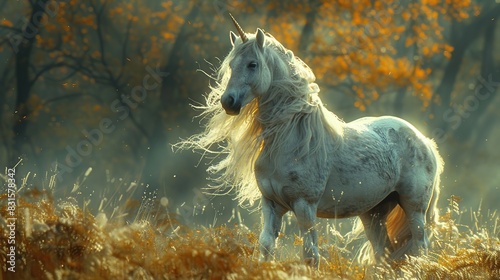 Stunning Hyper Detailed Unicorn in Azure Forest