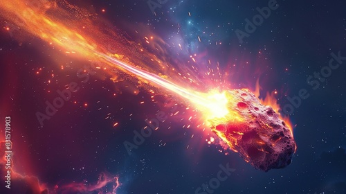 Space Scene: Flashing Laser and Burning Comet with Bright Colors © Ahmad-Muslimin