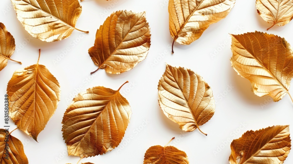 Golden leaves isolated on a white background Golden leaves isolated on a white background