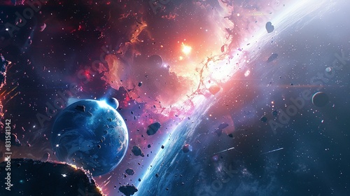 Stunning View of Cosmic Galaxy: Space Wallpaper Banner