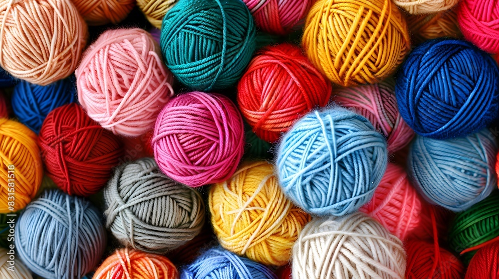 Colorful woolen balls over white background. Balls of wool partially unrolled. Colorful woolen balls over white background. Balls of wool partially unrolled.