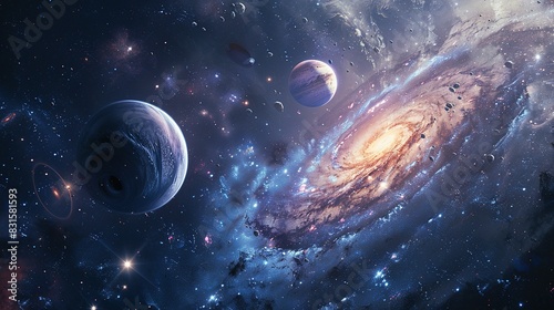 Cosmic Galaxy View  Space Wallpaper Banner Background