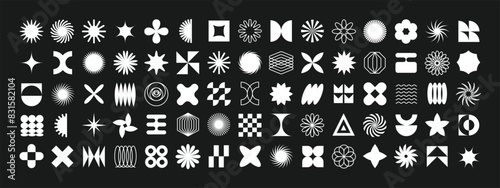Monochrome brutalist abstract shapes set for swiss simple design. Bauhaus aesthetic for trendy geometric modern posters