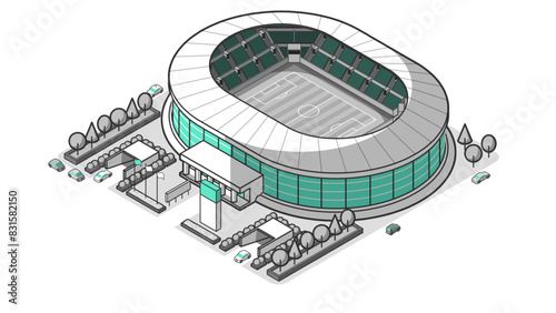 俯瞰から見た立体のスタジアムのベクターイラスト