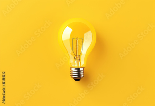 Light bulb on yellow background. Idea concept.