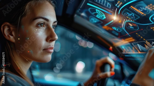 Ai marketing and insurrace tool concept,Businesswoman looking modern computer dashboard vitual innovation insurance online for car, travel, family and life, financial and health insurance. realistic h