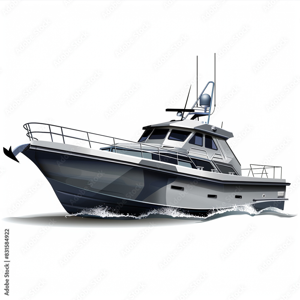 Naklejka premium Patrol boat isolated white background