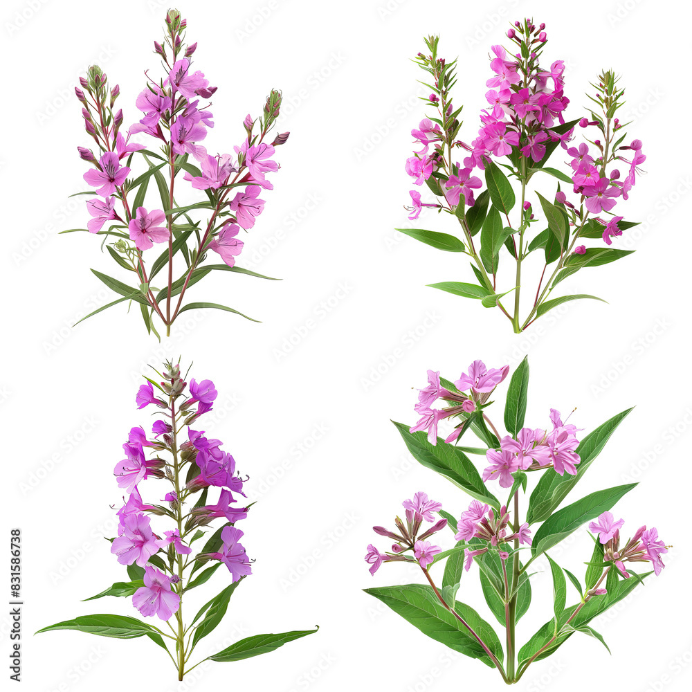 Naklejka premium Photo of Fireweed herb, America herb, isolated on transparent background