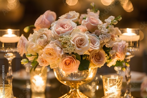 wedding bouquet with champagne