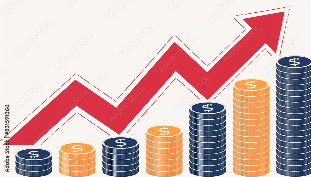 Growing business arrow on white background Growing business arrow on white background