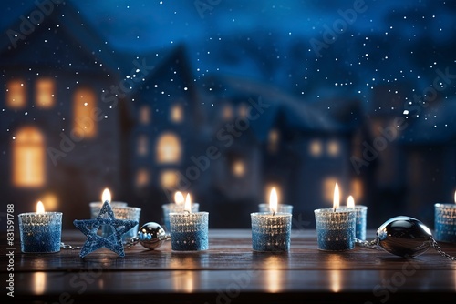 candles and christmas decorations, generative ai