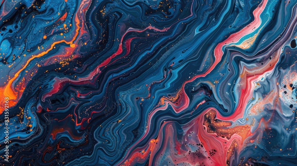 Obraz premium Abstract marble effect created with acrylic paints Textured marbling art with rippled patterns