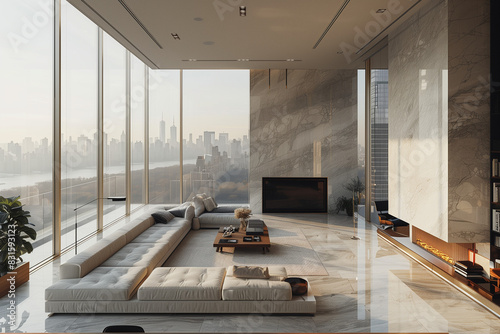 Sleek Manhattan penthouse with panoramic park views epitomizes urban luxury living photo