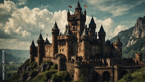 A medieval castle transformed into a steampunk fortress photo